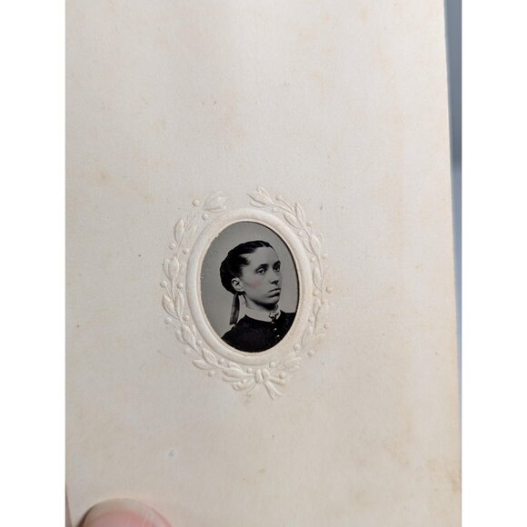 Set of 2 Gem Tintypes, Victorian photo of young woman, miniature photography for - Picture 5 of 8